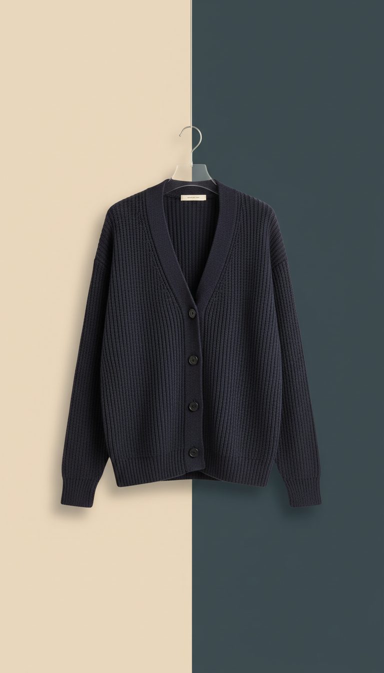 Ink navy textured ribbed cardigan