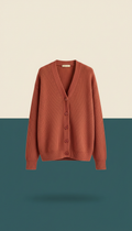 Red clay merino wool cardigan