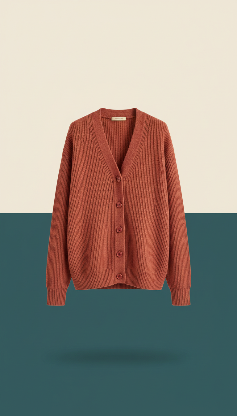 Red clay merino wool cardigan