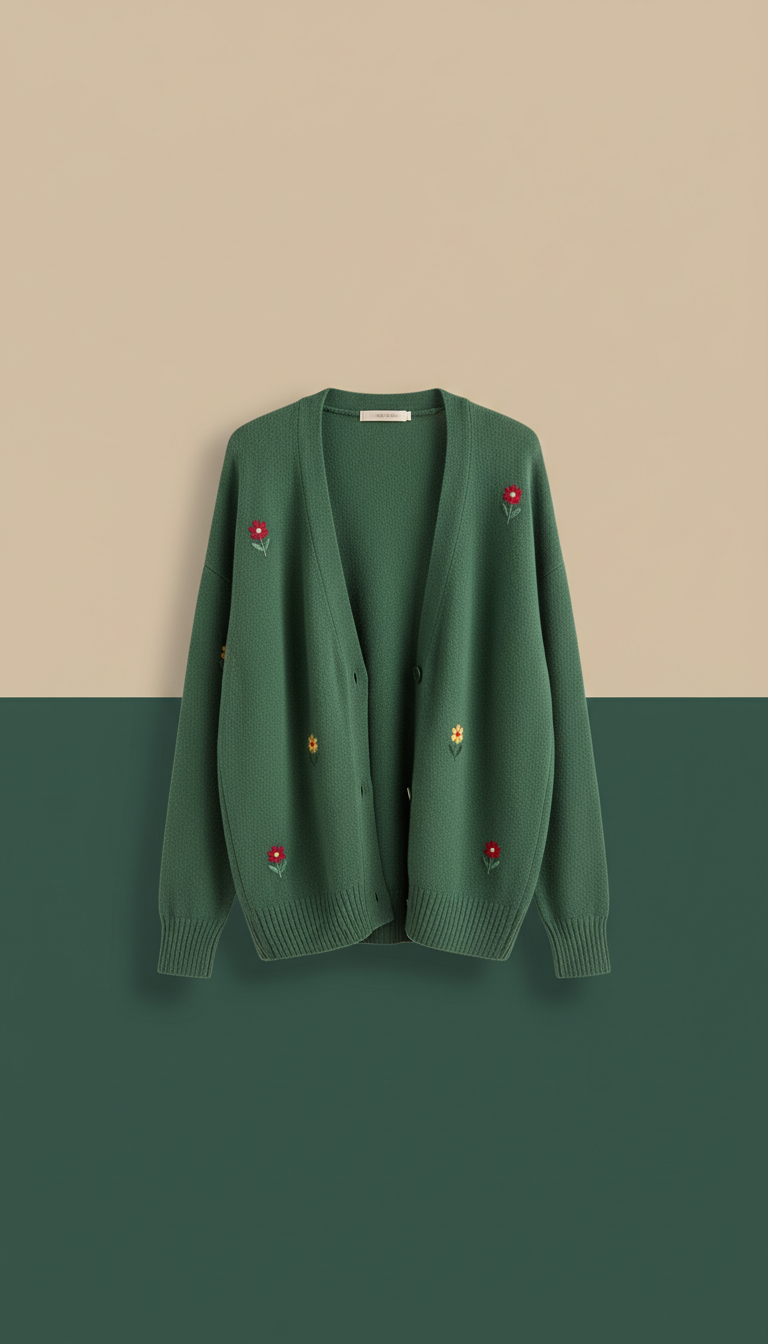 Spruce green cashmere cardigan