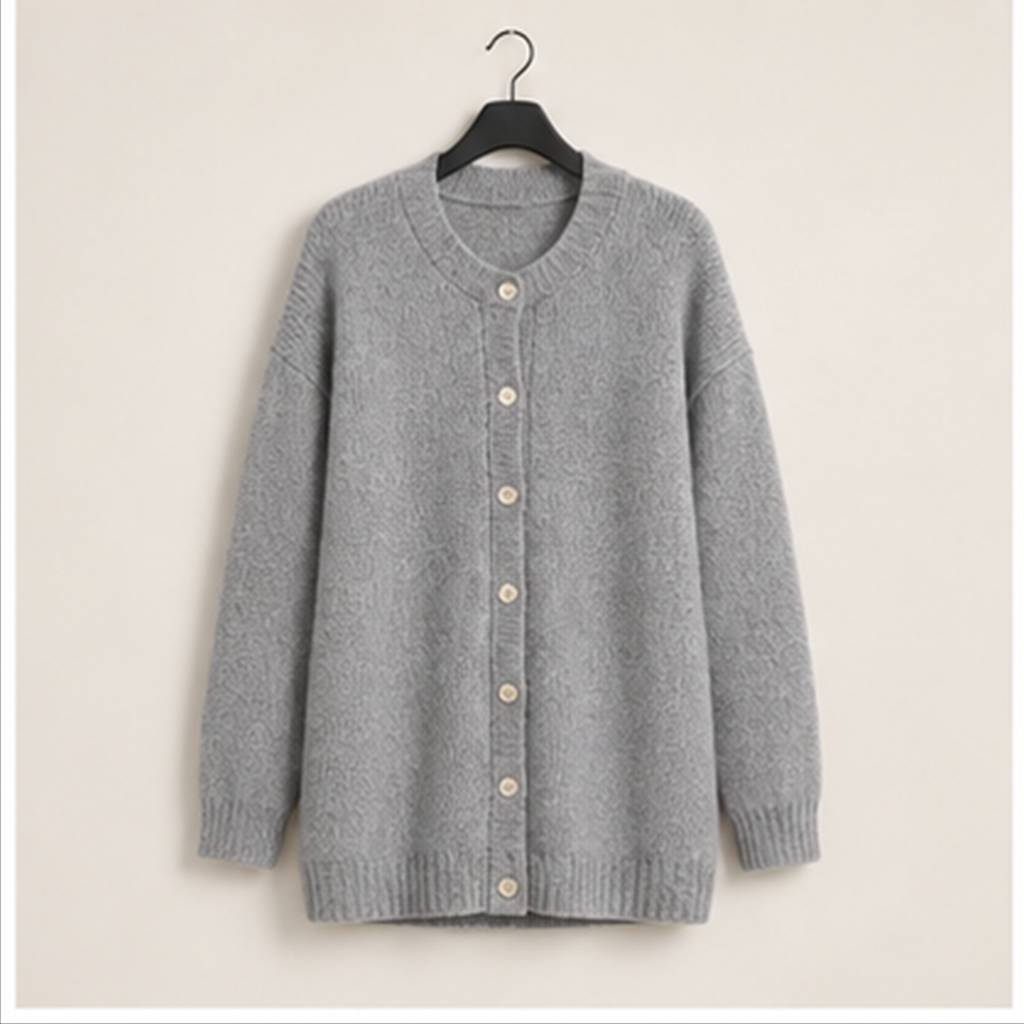 Long Sleeve Crewneck Button Down Women's Sweaters Fall Open Front Chunky Cardigan Sweaters for Women - front view