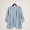 Women's Lightweight Crochet Cardigan Sweaters Open Front 3/4 Sleeve Knit Kimono Summer Boho Cover Up - front view