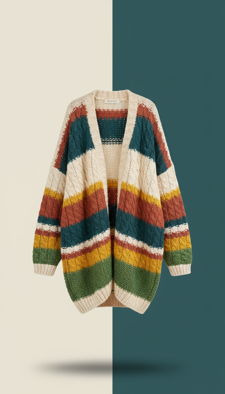 Golden thread oversized knit cardigan